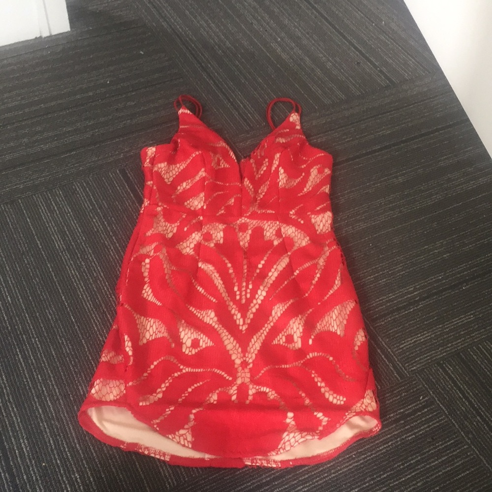 Red lace dress